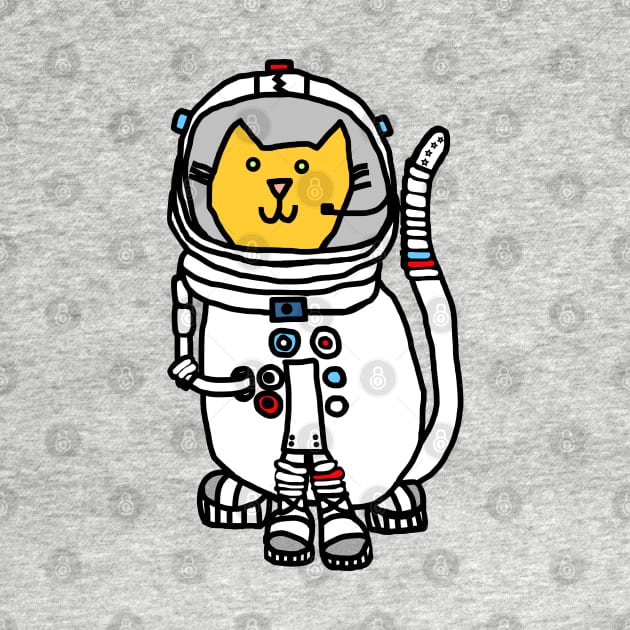 Sci Fi Space Cat Astronaut Captain Yellow Cat by ellenhenryart